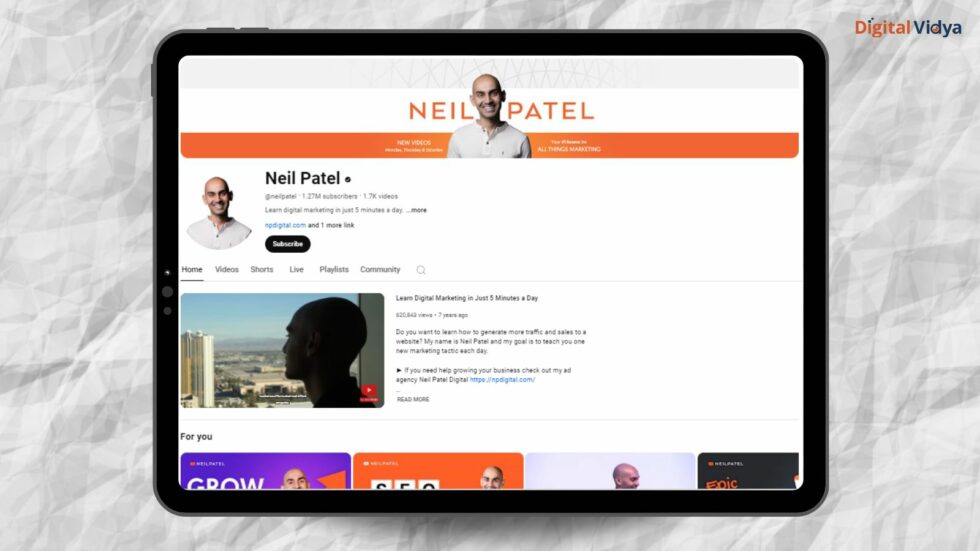 Neil Patel Neil patel youtube channel