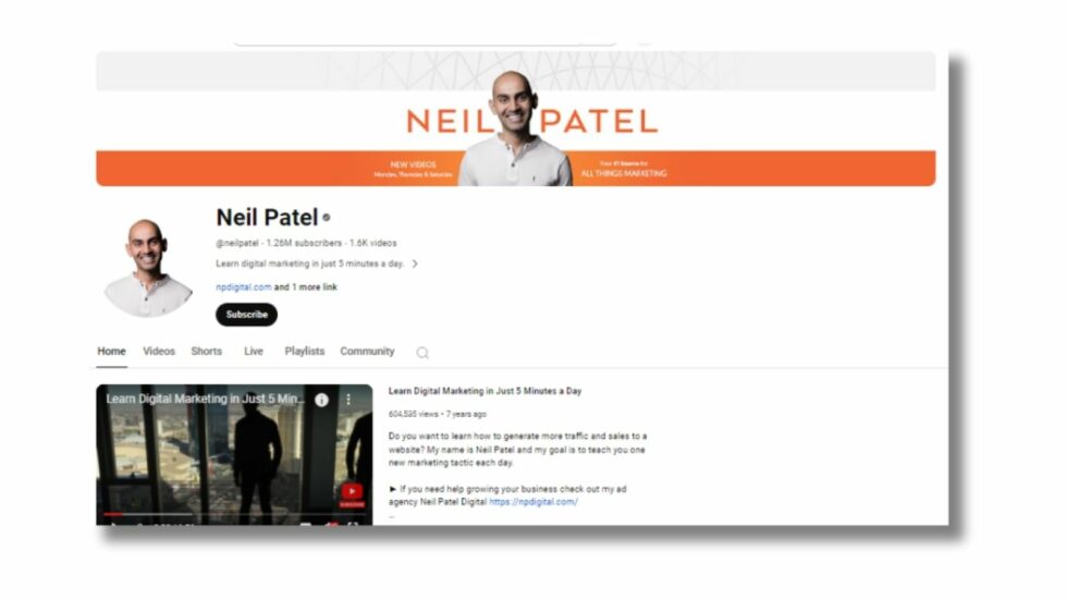 Neil Patel Youtube Channel Youtube channel of neil patel