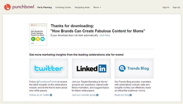 Top 10 Thank You Page Examples To Learn Lead Nurturing Punchbowl_thank_you_page
