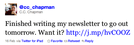 6 Creative Ways To Conjugate Social Media And Email Marketing Djw cc chapman using twitter to promote email sign up