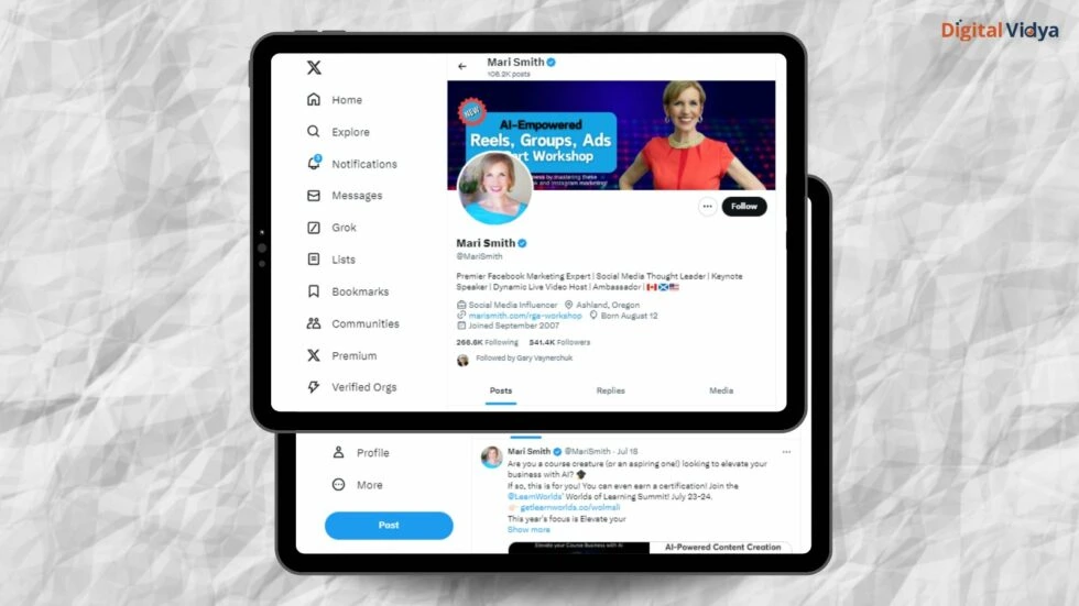 Mari Smith Mari smith is social media and branding expert on twitter.
