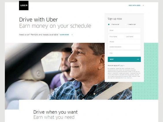 10 Creative Landing Page Designs And Ideas To Boost Marketing Success. Uber landing page
